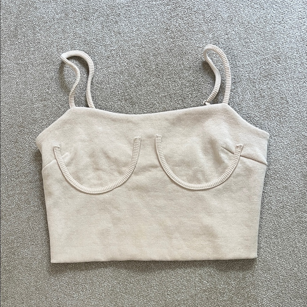 Lulu's Cream Ribbed Crop Top - Picture 9 of 10